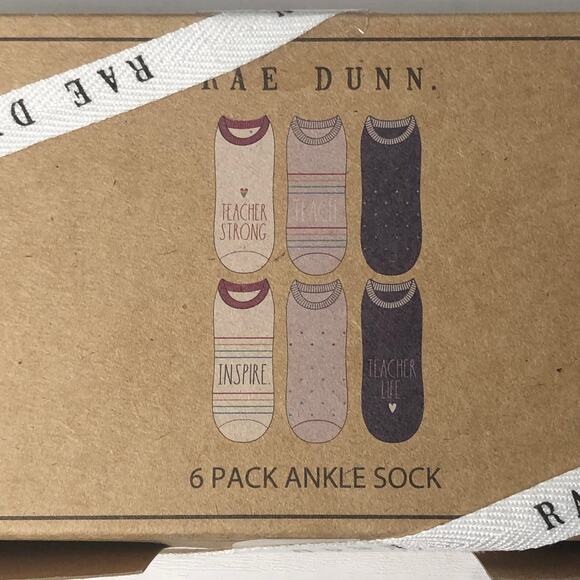 Rae Dunn Teacher Appreciation 6 Pack Ankle Sock Gift Set Pack - Picture 9 of 9